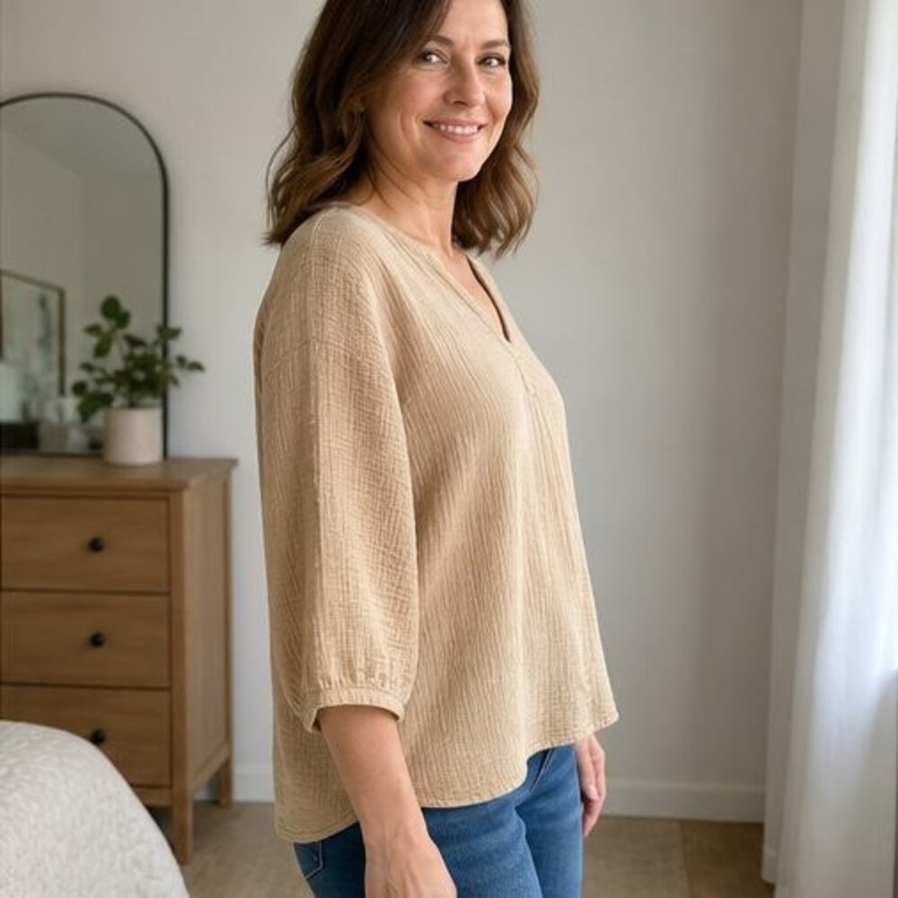 Camel Wrap Blouse - Picture 3 of 6